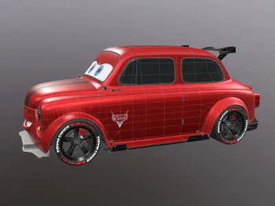 Zaporozhets 965  styled after the cartoon Cars Low-poly 3D model