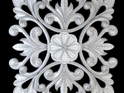 Ornament carved wood wall art 3D model