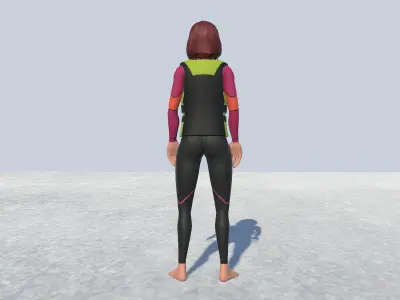 Surf suit Female Avatar Rigged  Low-poly 3D model