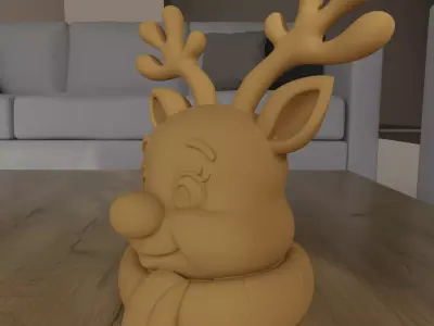 Cute Reindeer with Scarf STL 3D Print File Christmas Decor 3D print model