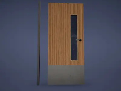 Door Low Poly Game Ready wooden Low-poly 3D model