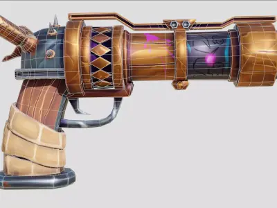 Stylized Fantasy Gun Arcane Inspired Pistol Low-poly 3D model