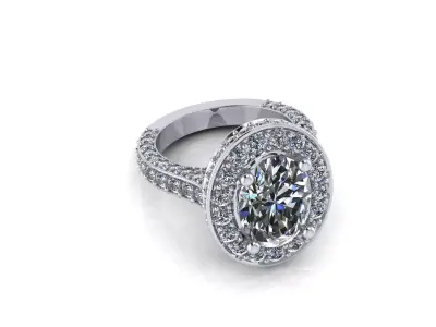 Halo Oval Wedding Ring 3D print model