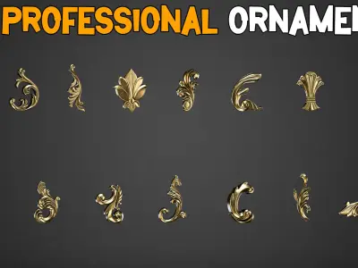 93 Ornament Kitbash imm brush and 5 Video Tutorials   Vol 2 Low-poly 3D model
