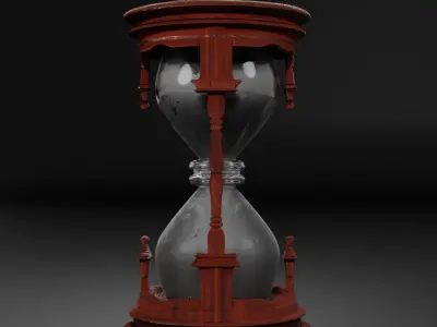 Vintage Wooden Hourglass 3D model