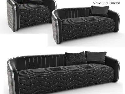 Luxury Modern Sofa And Cushion Pack 3D model