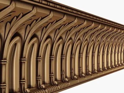 cornice pair of ornate gold arches 3D model