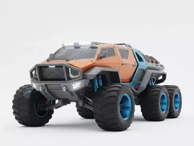 Futuristic Off-Road Vehicle Low-poly 3D model