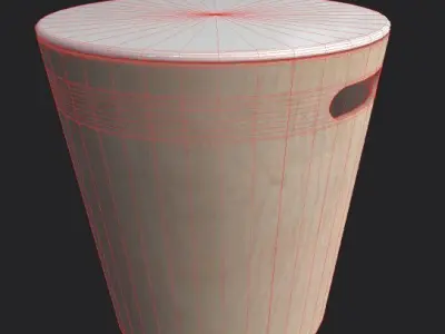 WoodrowStool wooden stool with top Low-poly 3D model