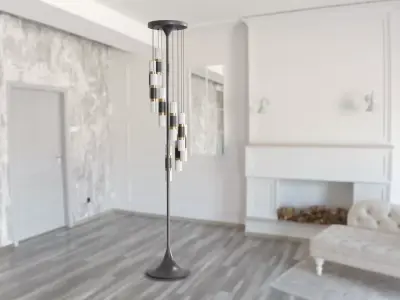 Light Modern Multiple Heads Black Floor Lamp 3D model