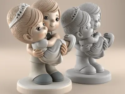 Cute Wedding Couple Bridal Carry 3D Print File STL 3D print model
