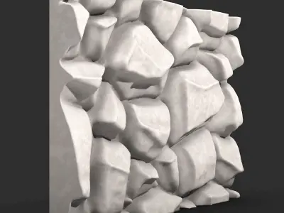 Thick Stone Wall Fortification 3D model