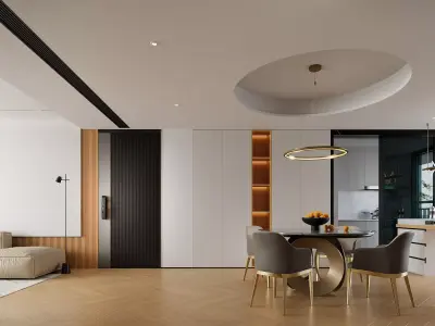 Modern living room dining room interior scenes 296 3D model