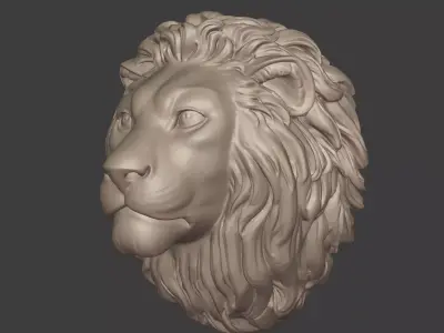 Lion Head Mounted Trophy -- Statue -- Sculpture 3D print model
