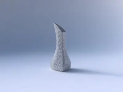 Vase puffy tappered triangle with diagonal grid plates 3D print model purchase