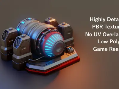 Sci-Fi Power Generator - Low Poly - Game Ready - PBR Low-poly 3D model