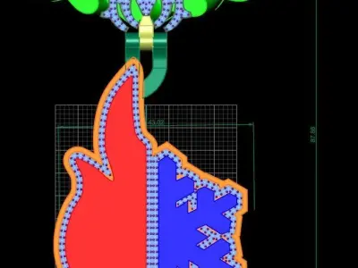 Custom Fire Ice Diamond Pendant Luxury Design 3D print model