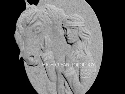 GIRL WITH HORSE FOR DECORATION CNC - 3D PRINTING 3D print model