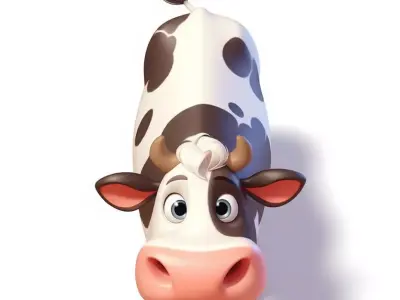 Charming Cartoon Cow Stylized 3D Farm Animal Character Low-poly 3D model