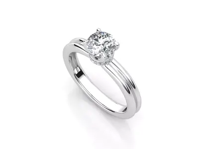 aj-05 solitaire diamond engagement ring gold 3D print model