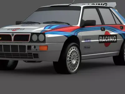1992 Lancia Delta 3D Model High-Quality Detailed Design Low-poly 3D model