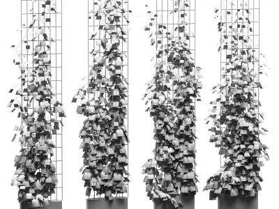4 models of ivy on a wire rack in a planter 3D model