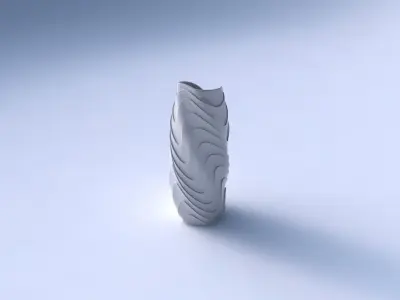 Vase twisted arc hexagon with horizontal wavy layers 3D print model