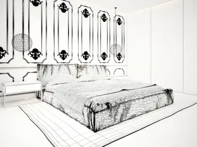 Modern bedroom interior 3D model
