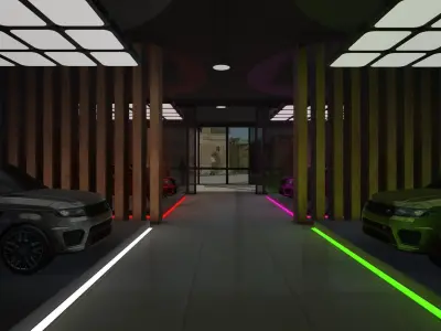 Neon Garage Showroom Low-poly 3D model