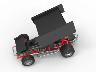 Vintage Winged Sprint car Scale 1 to 25 3D print model