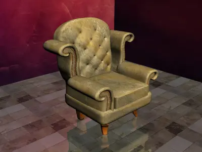 Luxury-Chair old wingback chair Low-poly 3D model