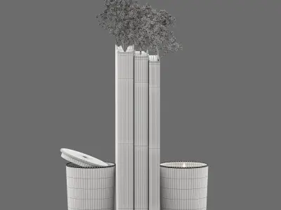 Decor flower Gypsophila books candle Set 46 3D model