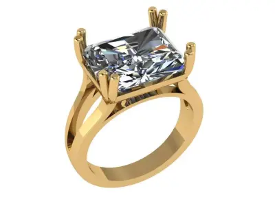 Emerald cut solitaire 3D print model purchase