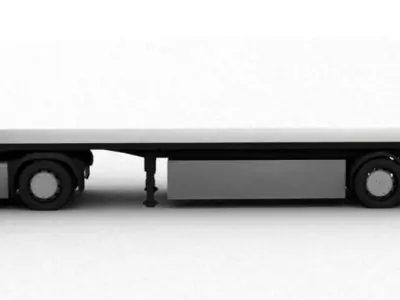 truck man tgs 2010 with platform and trailer Low-poly 3D model