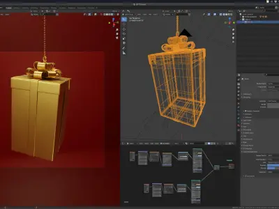 Gift Box Golden 3D - 02 3D model