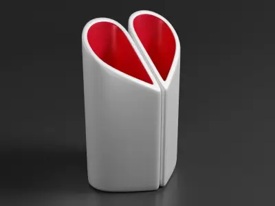 Heart Dual Vase 2 pieces Art gift for Valentines day 3D print model