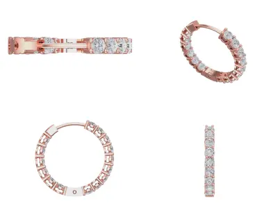 Hoop Diamond earrings 2 CTW 3D print model