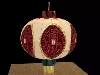 Chinese red lantern 3D model 31