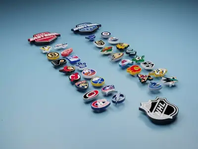 NHL Ice Hockey team logos 3D Model 3D model