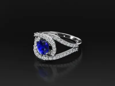 Diamond Jewelry Ring Sapphire blue Cut 3D print model