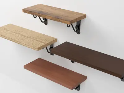 Wooden Shelf 3D Model 3D model