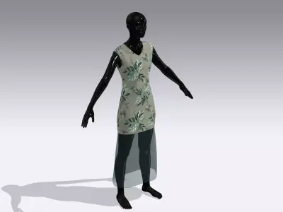 Female Cloth Dress Low-poly 3D model