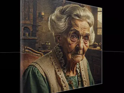 Elderly Lady Painting One  Low-poly 3D model