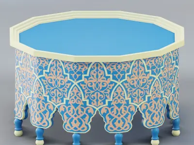 Vintage Moroccan large table 03 3D model