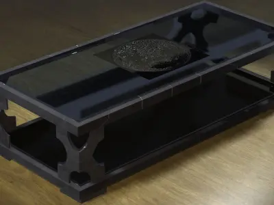 Glass and Metal Coffee Table With Full Moon Low-poly 3D model