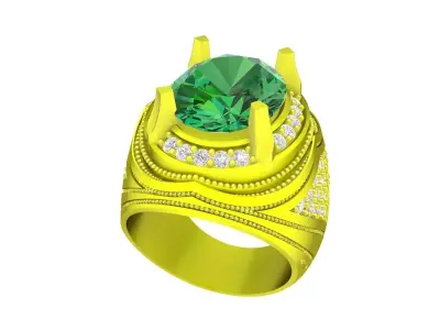 A7208 Oval Diamond Fashion Men Ring 3D print model