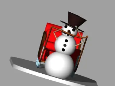 SnowMan with Sleigh Free 3D model