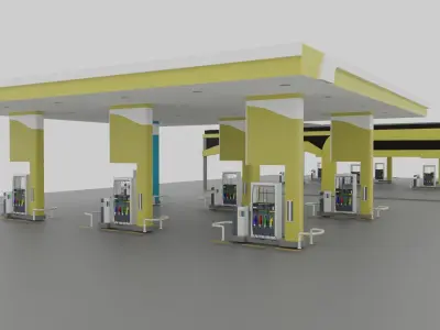 Gas Station Low-poly 3D model shop
