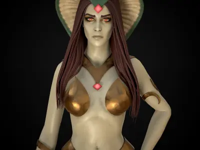 Naga Stylized Female Character Lowpoly 3D model Low-poly 3D model