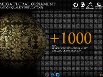 collection of floral ornaments  3D model